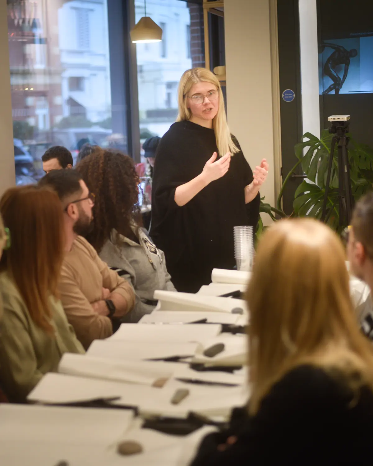 Jurga Vilimaite teaching a corporate Sumi-e workshop